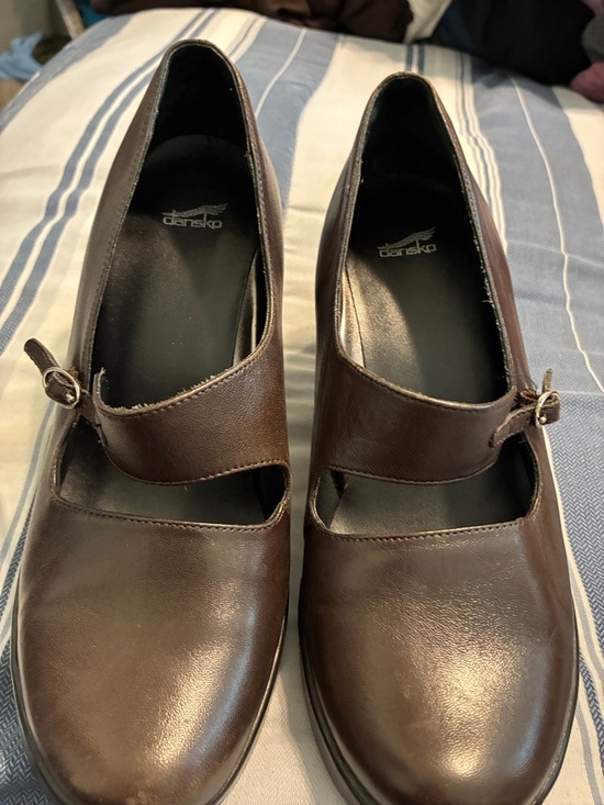 Dansko Shoes - Dansko Brown Leather Mary Jane Flats with Buckle Strap